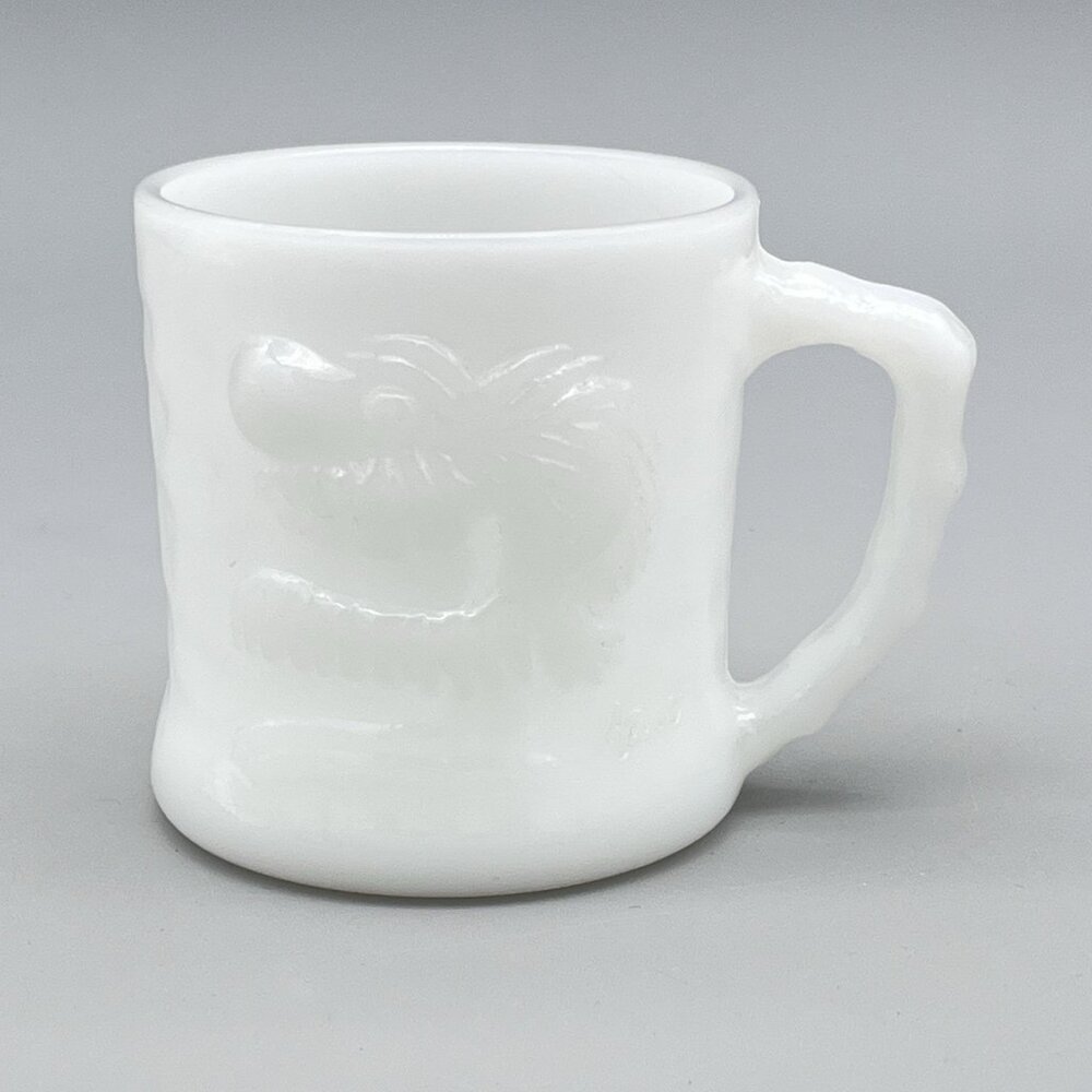 Vintage 1970s BC Comics Grog White Milk Glass Handled Juice Cup Johnny Hart